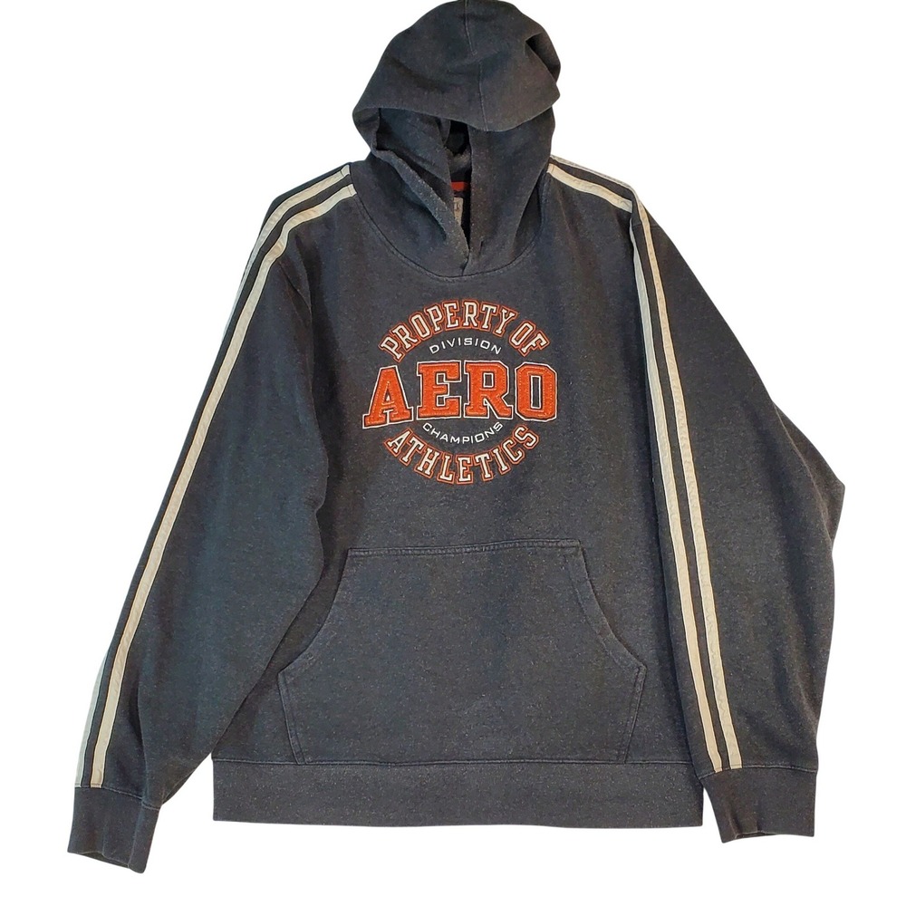 Aeropostale Mens Gray Aero Athletics Graphic Hoodie Sweatshirt XL‎